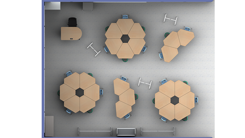 Elementary Collaborative Classroom with Tables - Plan View
